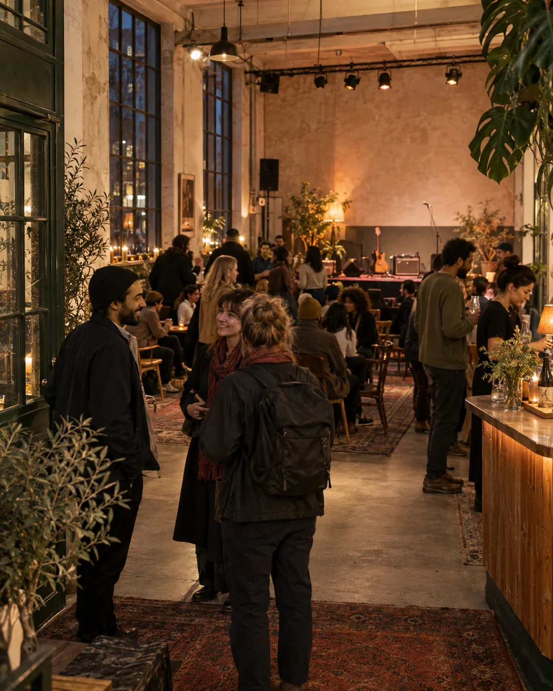 People spending an evening together at a local venue